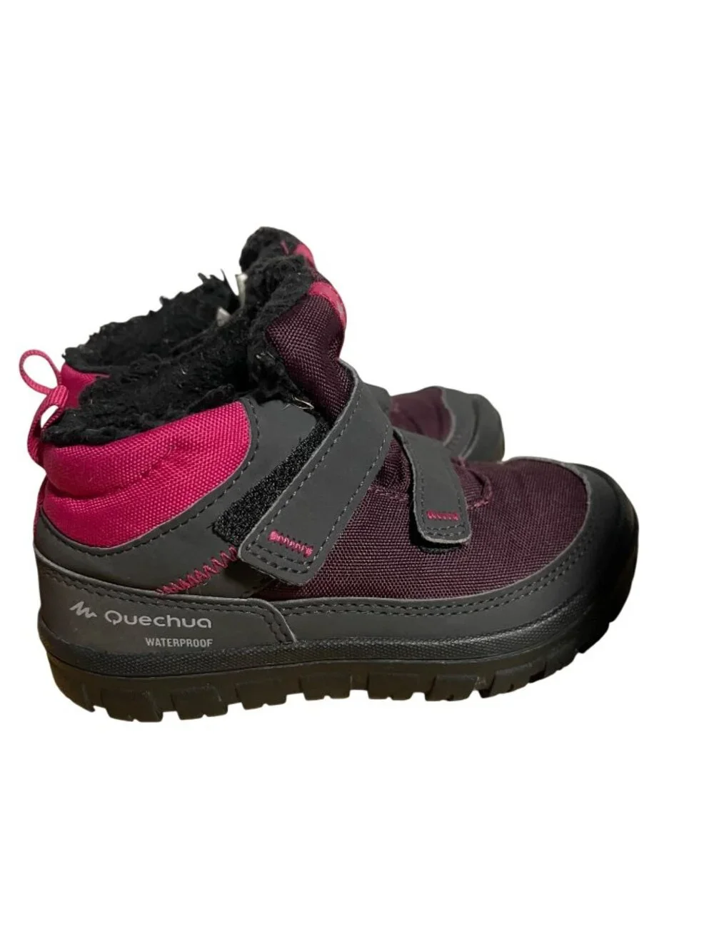 Quechua SH100 Junior Waterproof Warm Winter Boots Size 10.5C Pink & Gray